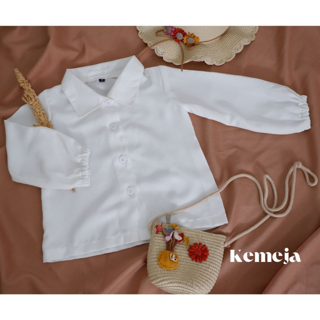 Unik Kemeja Putih Anak/Blouse Putih Anak/ Kemeja Tali Anak/Kemeja Polos Anak Perempuan
