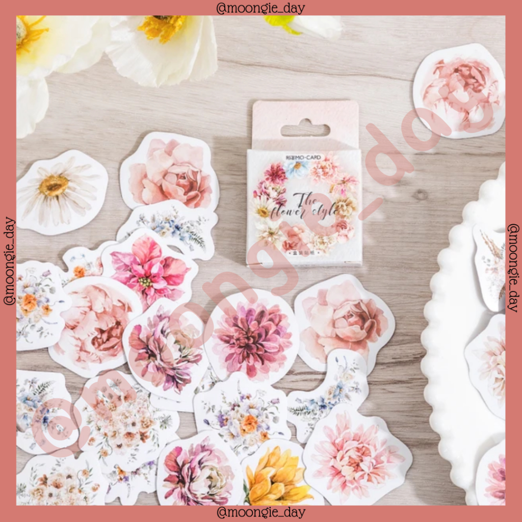 

40-46 PCS/BOX STIKER KERTAS TEMA THE FLOWER STYLE ANEKA BUNGA STICKERS BULLET JURNAL DIY DIARY SCRAPBOOK PLANNER LUCU MURAH