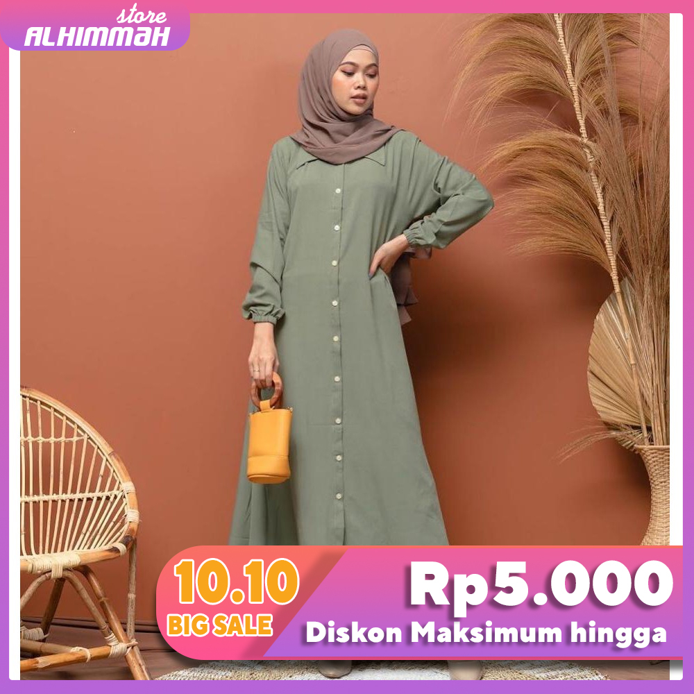 Gamis Wanita Panjang Gamis Polos Full Kancing Depan Gamis Busui NINDIA