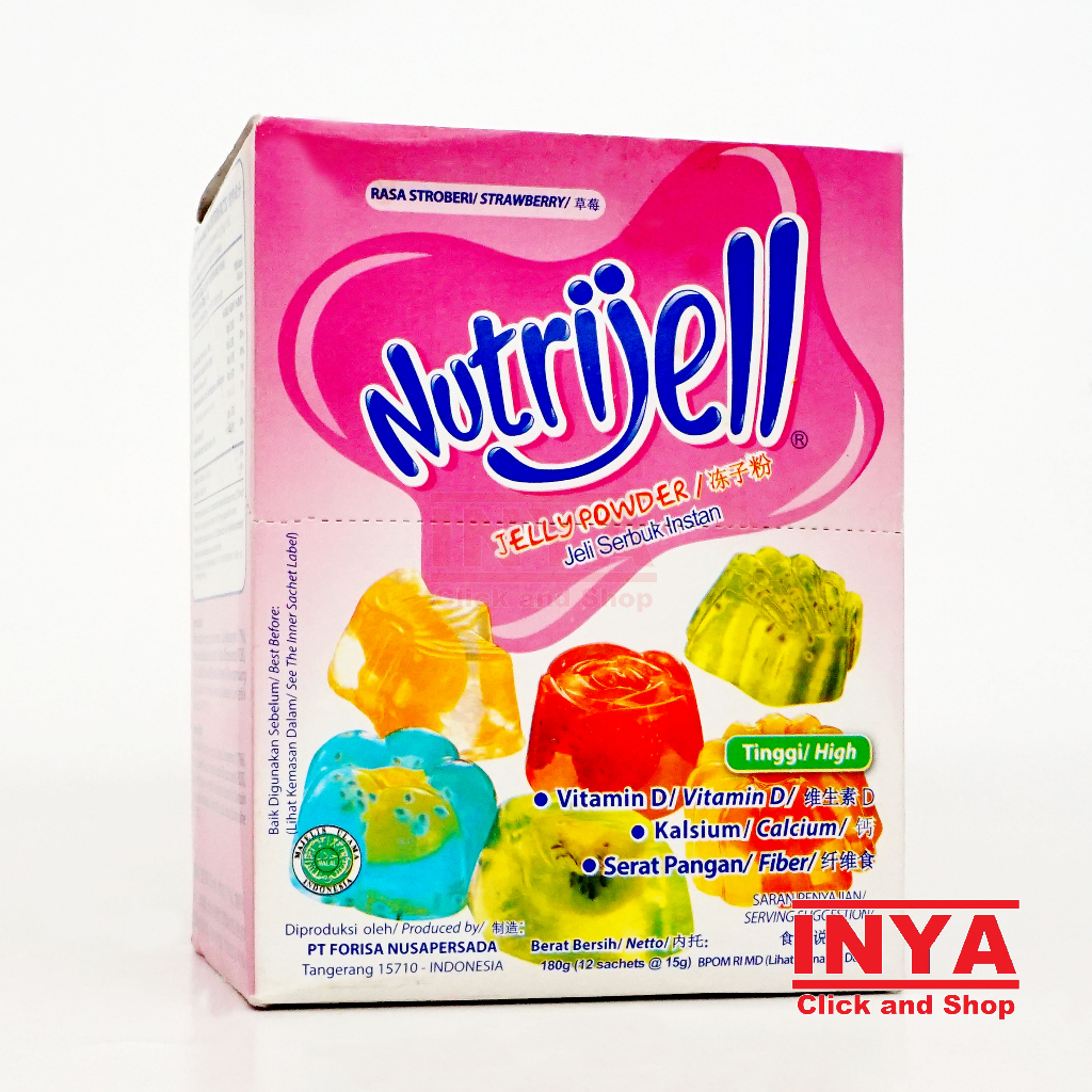 

Nutrijell Jelly Powder Strawberry 12x15gr Box - Jeli Serbuk Instan Rasa Stroberi