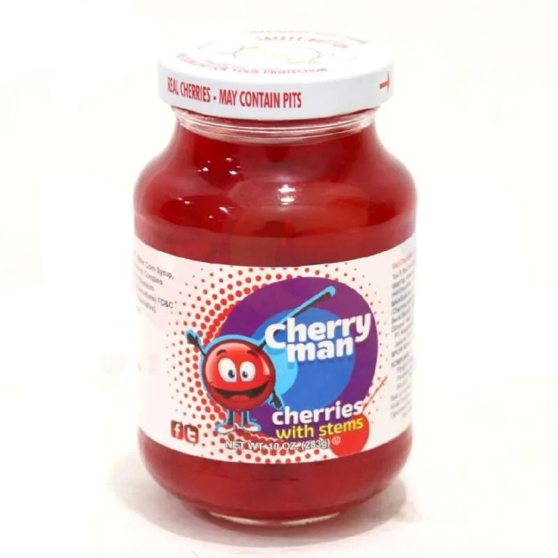 

Cherryman Maraschino Cherries with Stems 10oz / 283gr