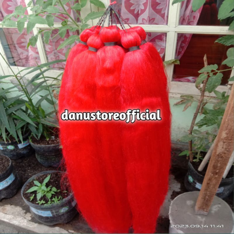 Rambut Cemara merah Polos/Cemara polos/rambut sambung/rambut Cemara 1 warna,panjang 80cm