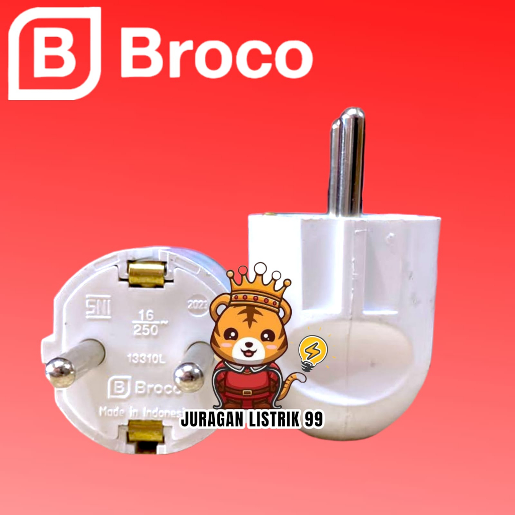 BROCO STEKER ARDE 13310-55 / Broco colokan listrik / Jek Broco Kuningan Bulat SNI