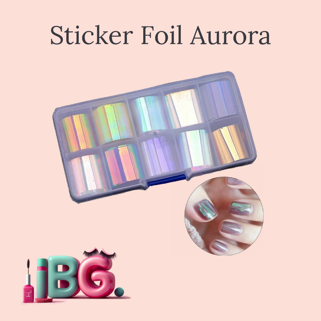 Sticker Foil Motif Aurora / Aurora Foil Sticker / Sticker Nail Art Aurora / Sticker Kuku Aurora