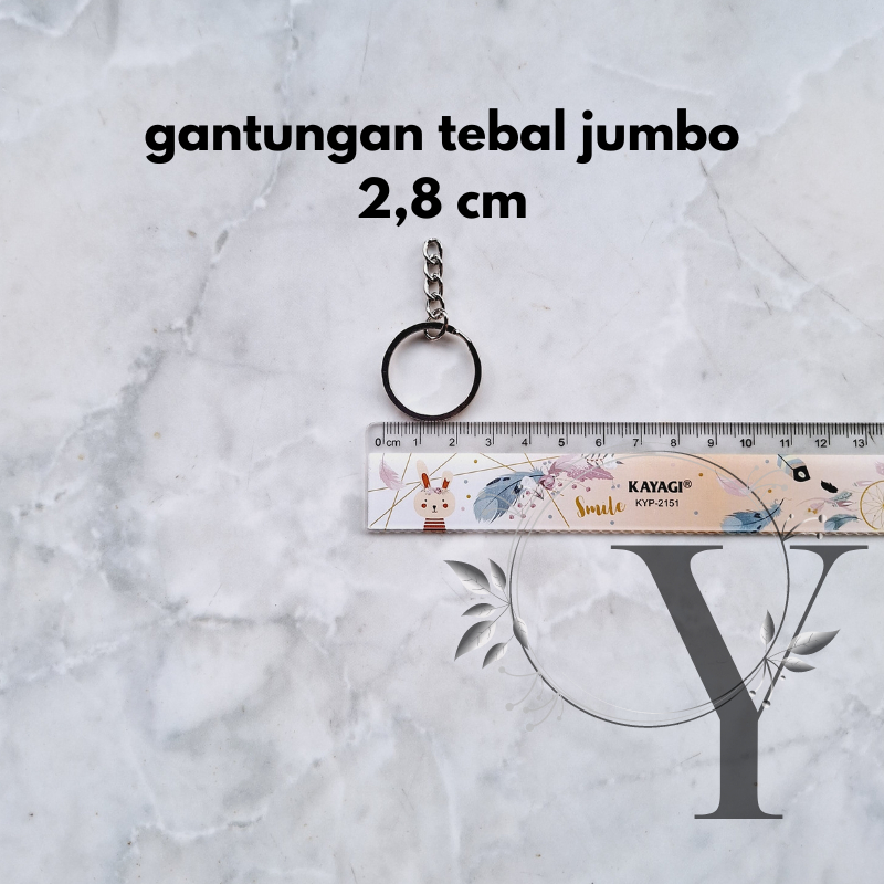 RING GANTUNGAN KUNCI PIPIH RING GEPENG GANCI SILVER PERAK TEBAL