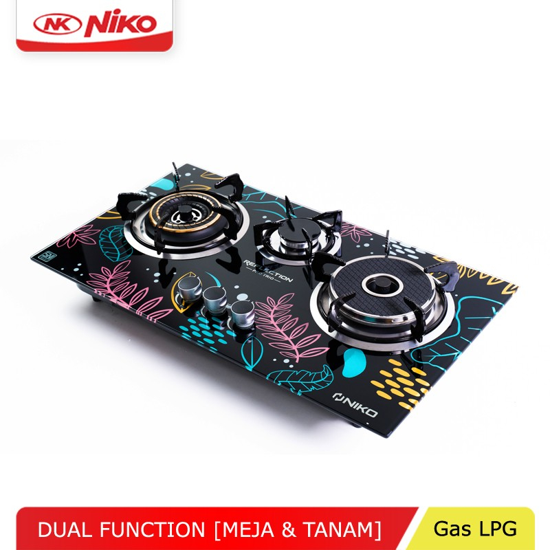Niko Kompor Gas Kaca 3 Tungku Reflection Pro Trio Kompor Tanam