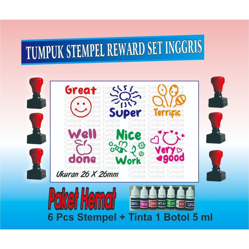 

stempel reward inggris anak Tk/Paud/SD SEDERAJAT stempel otomatis siap pakai stempel reward inggris