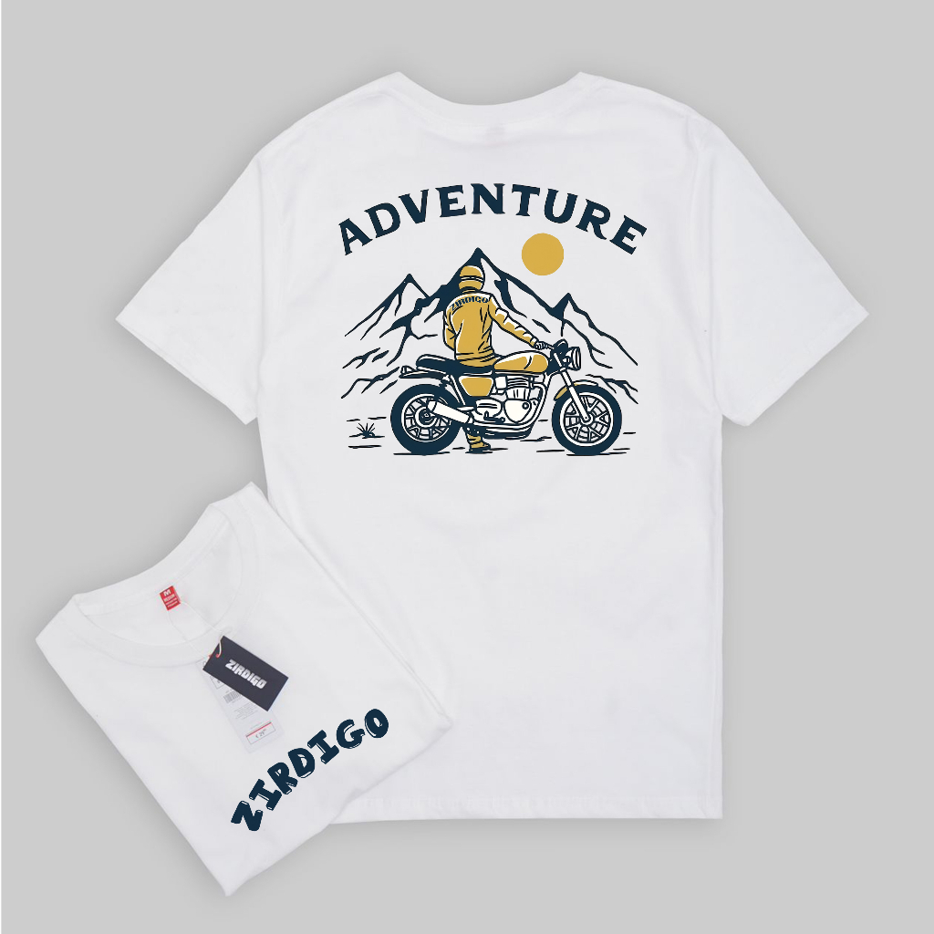 Zirdigo Kaos Distro Adventure 022 debe Lengan Pendek Print Quality Baju Pria-Putih