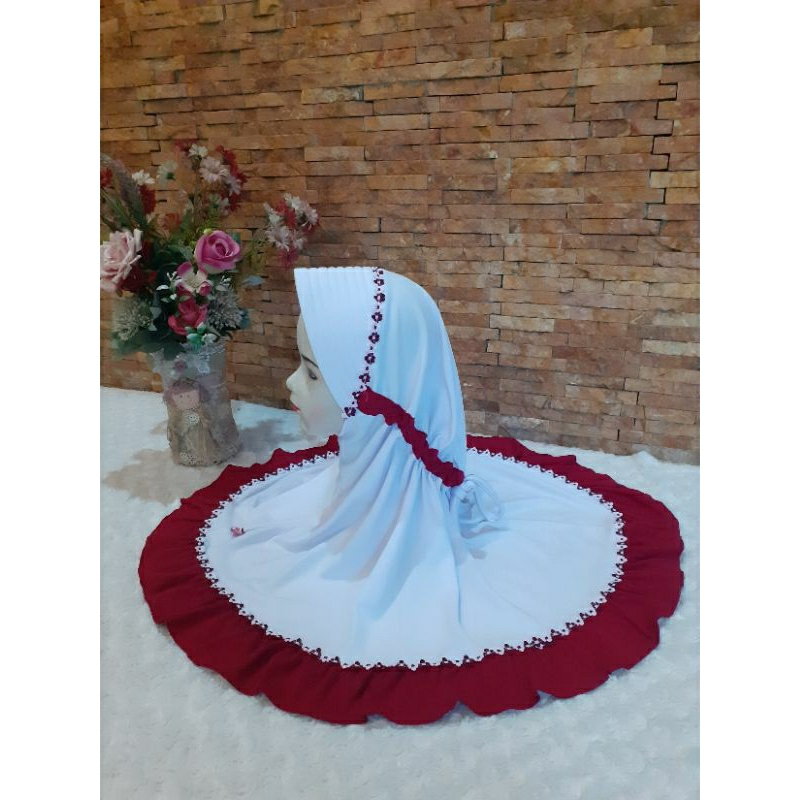 jilbab sekolah sd mi tk #serut renda #bordir nama