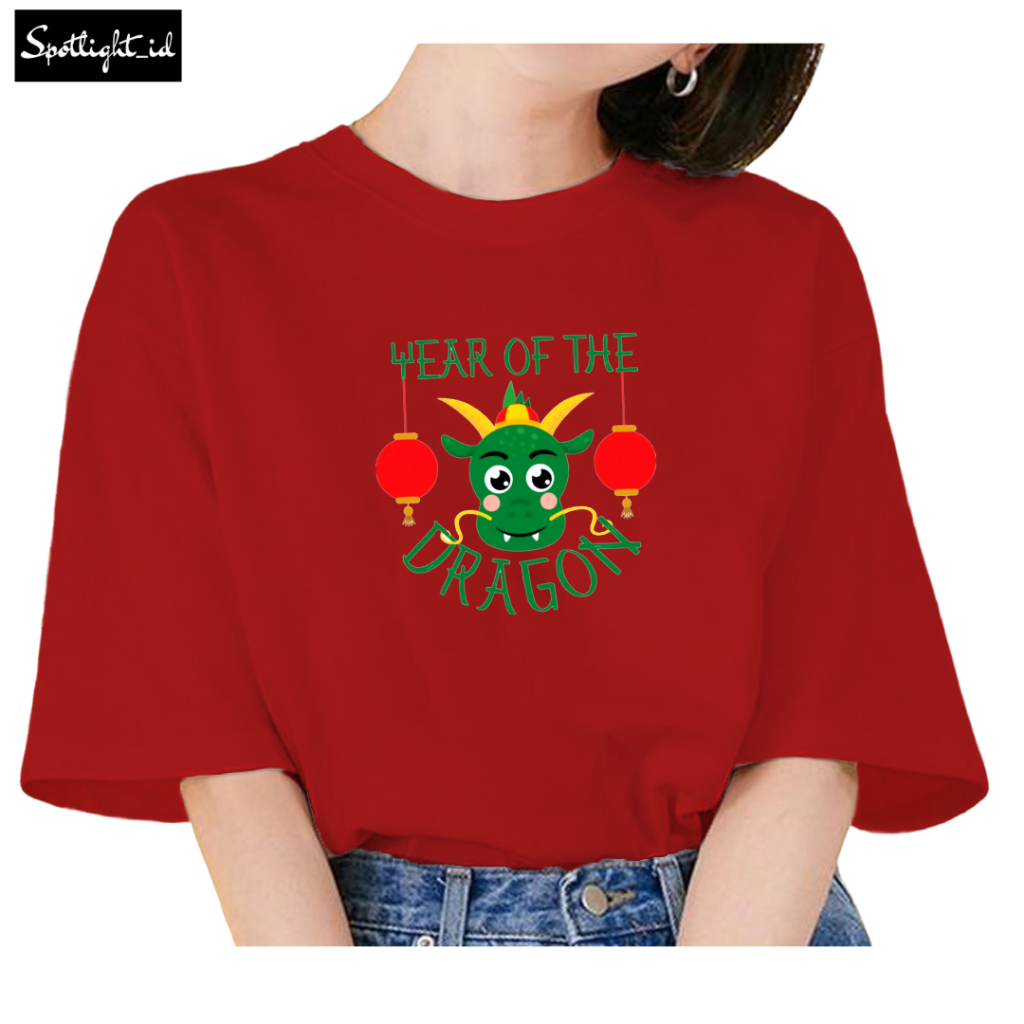 SPOTLIGHT_ID - BAJU KAOS WANITA IMLEK NAGA DRAGON , T SHIRT WANITA IMLEK NAGA COMBED 30S , KAOS WANI