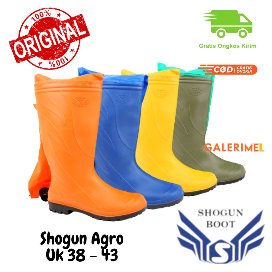 Sepatu boot tinggi pertanian shogun agro Orange Biru Hijau Kuning sepatu boot anti slip kuat