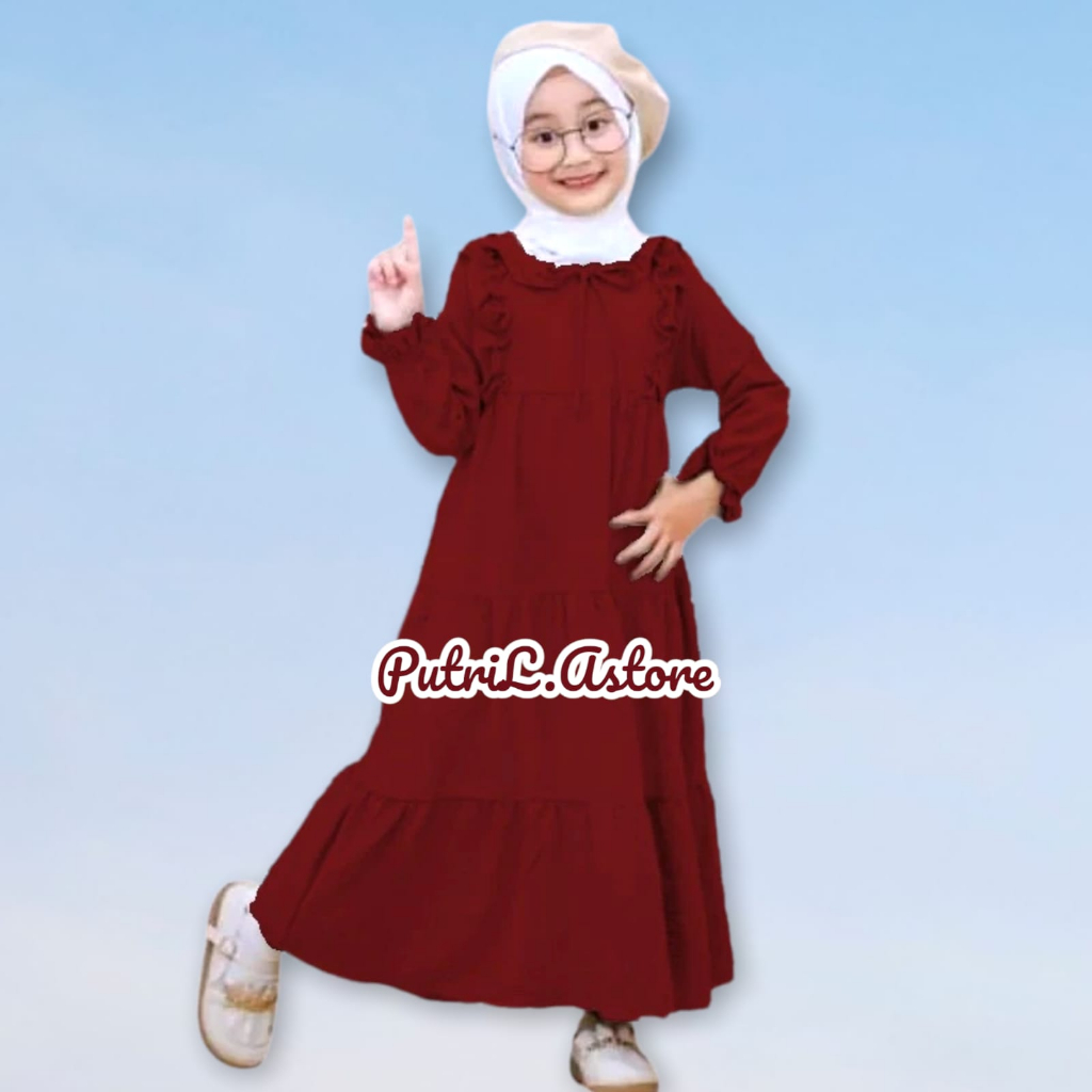 Gamis Anak Cewek Terbaru Cringkle Umur 2-10 Tahun /  Baju Gamis Anak Perempuan