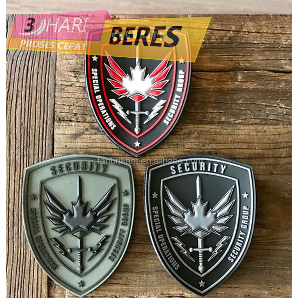 (PUSAT PEMBUATAN) Emblem Patch Label Karet rubber custom kaos jersey