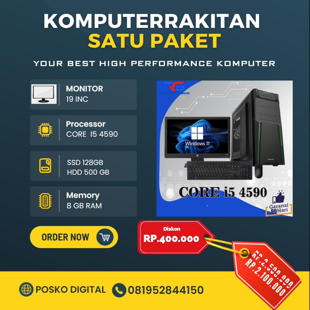pc komputer  satu  paket core i5 gen 4