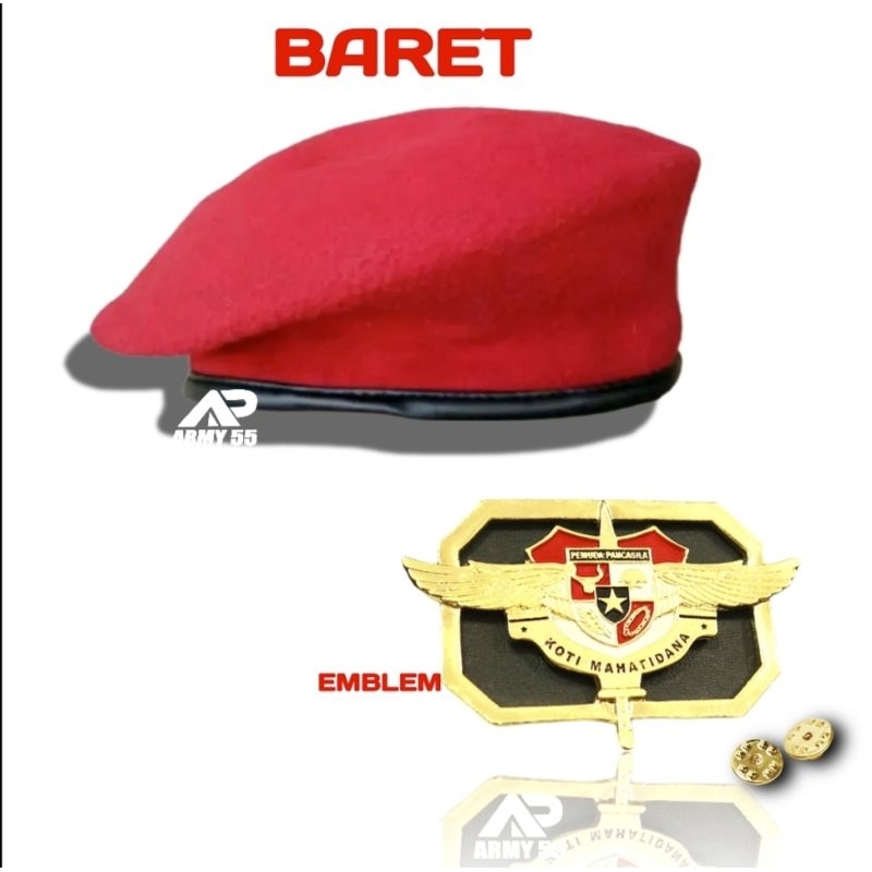 Baret Merah/Baret TNI/Baret Pemuda Pancasila/Emblem Pemuda Pancasila/Pin Pemuda Pancasila
