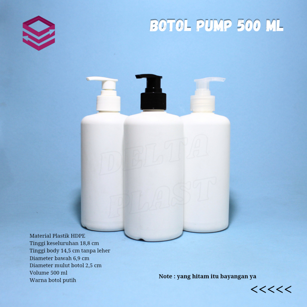 Botol pump 500 ml HDPE putih / Botol pump 500 ml