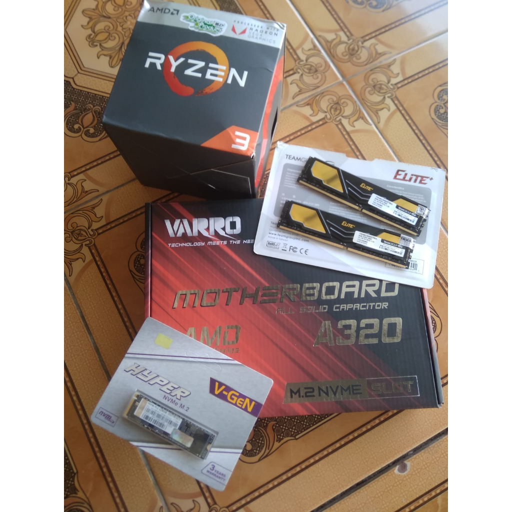 Paket Ryzen 3 2200g + A320 + Ram 16gb kit+ M.2 128gb