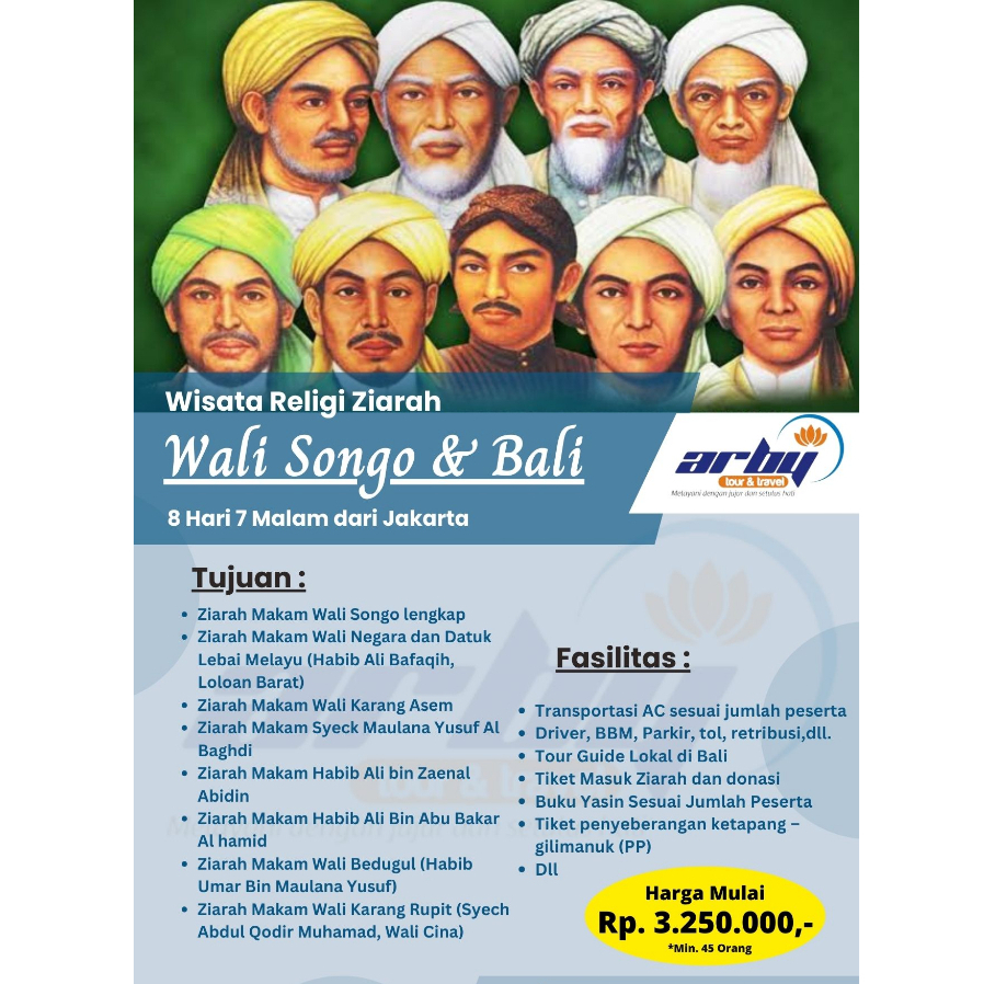 Ziarah wali songo plus bali jogya dari jakarta 8 hari 7 malam