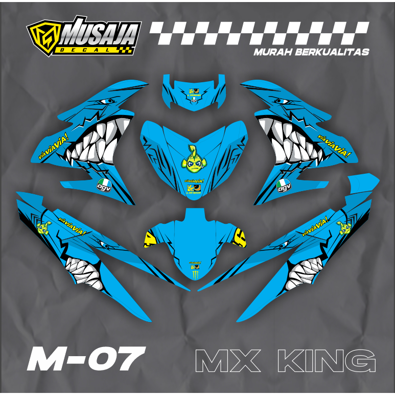 Decal mx king motif hiu biru full body