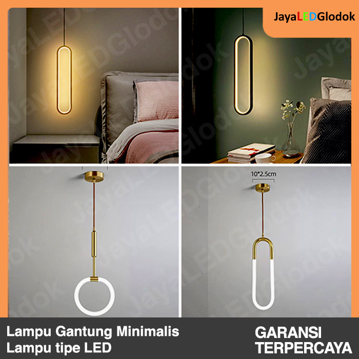Lampu Gantung Minimalis Kamar Ruang Makan LED Emas Hitam