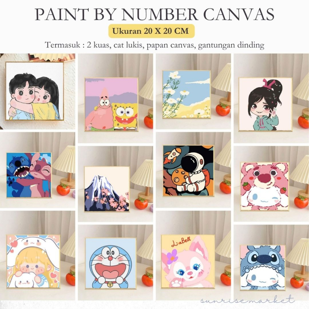 

TERBARU Kanvas Lukis Canvas/Canvas Painting By Number / Melukis Mewarnai Kanvas Nomor Prakarya Anak /kerajinan anak sekolah menggambar viral unik CANVAS UKURAN 20X20 CM - BISA COD