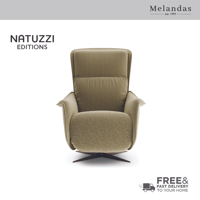 Natuzzi Editions Until Sofa Premium Fabric Single Power Recliner