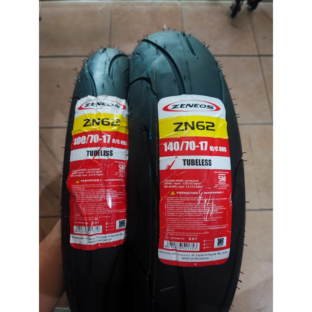 Paketan Ban ZENEOS 120/70-17 & 140/70-17 ZN 62 TUBELESS BAN MOTOR SPORT