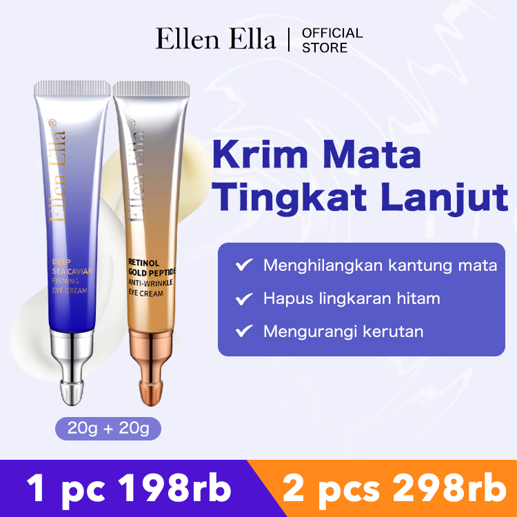[Ready Stock] ELLEN ELLA Paket Kombinasi Retinol & Caviar Eye Cream 20g Anti Kerut Menghidrasi Peraw