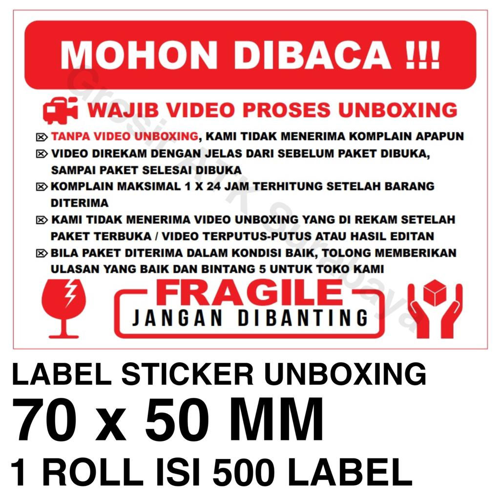 

Sticker Stiker Label FRAGILE JANGAN DI BANTING Video Unboxing Paket 70 X 50 MM / 7 X 5 CM isi 500 PCS