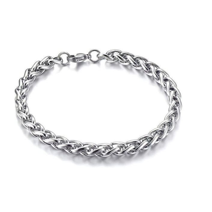 Gelang Titanium Tulang Naga Warna Putih / Gelang Rantai Titanium Pria Wanita doubl Tulang Naga