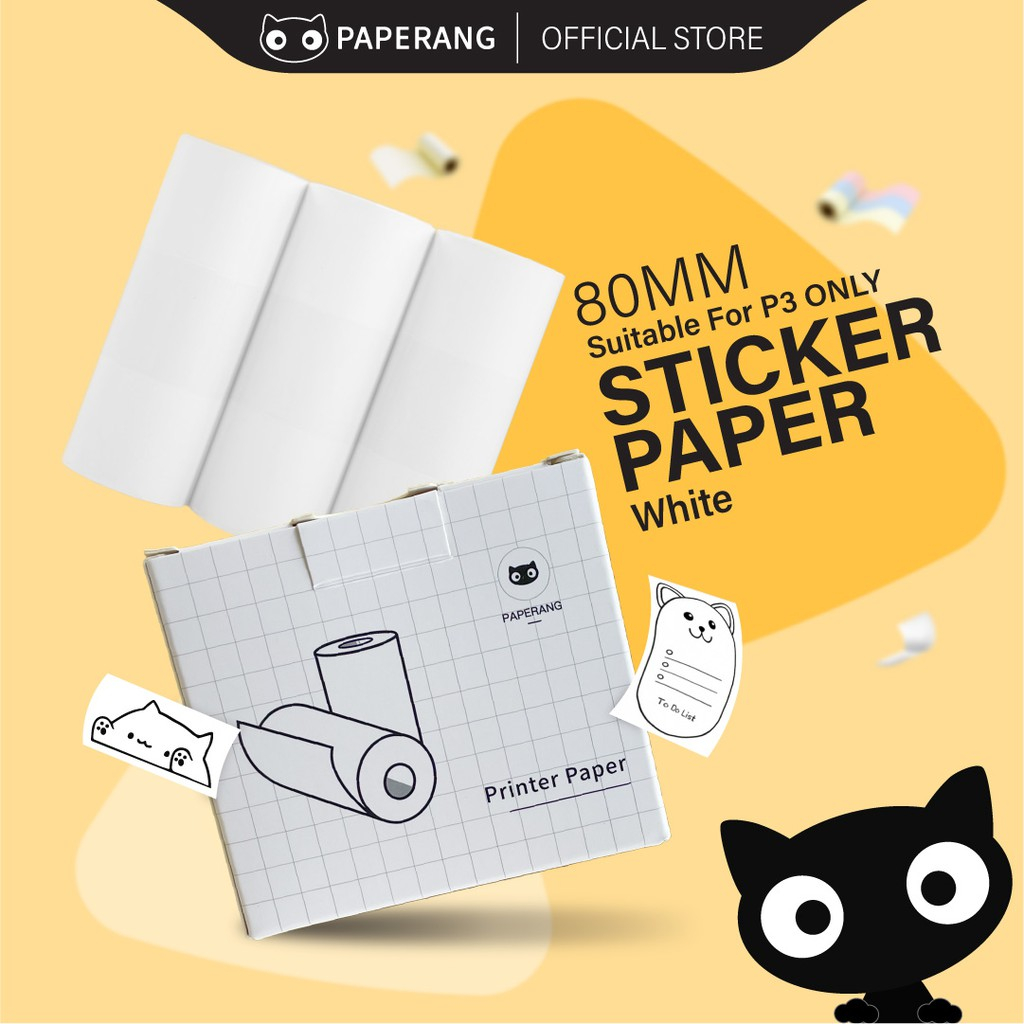 

WHITE STICKER PAPERANG P3 79mm ORIGINAL continuous paper sticker thermal