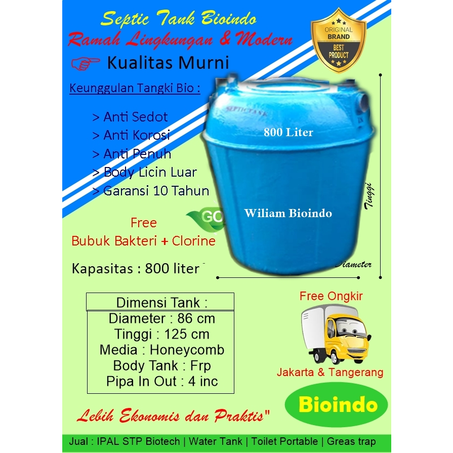 septic tank bioindo 800 liter, septic tank biotech, biofil septic tank