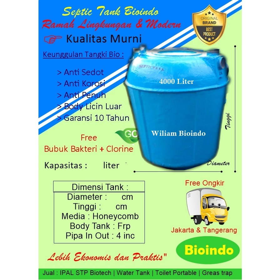 septic tank bioindo 4000 liter, septic tank biotech, biofil septic tank