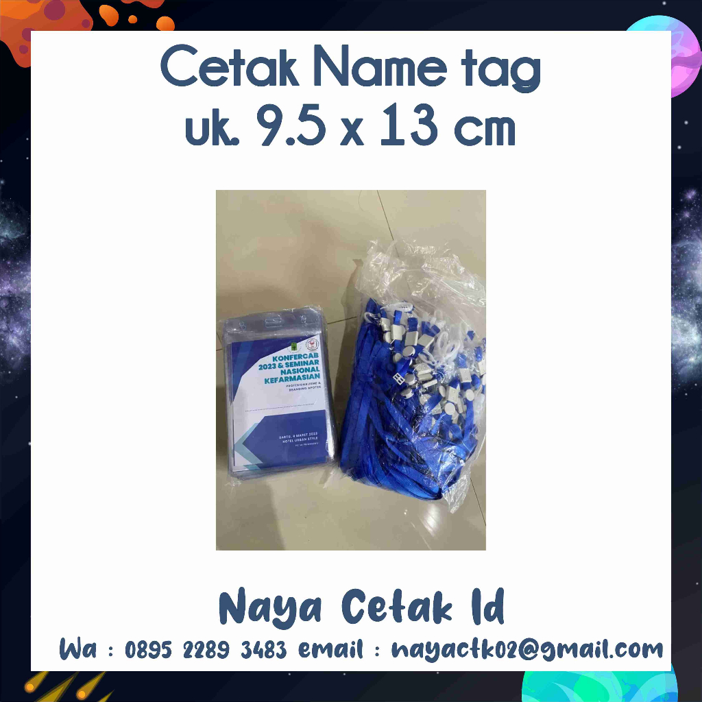 

cetak nametag panitia uk. 7.8 x 11.5 cm