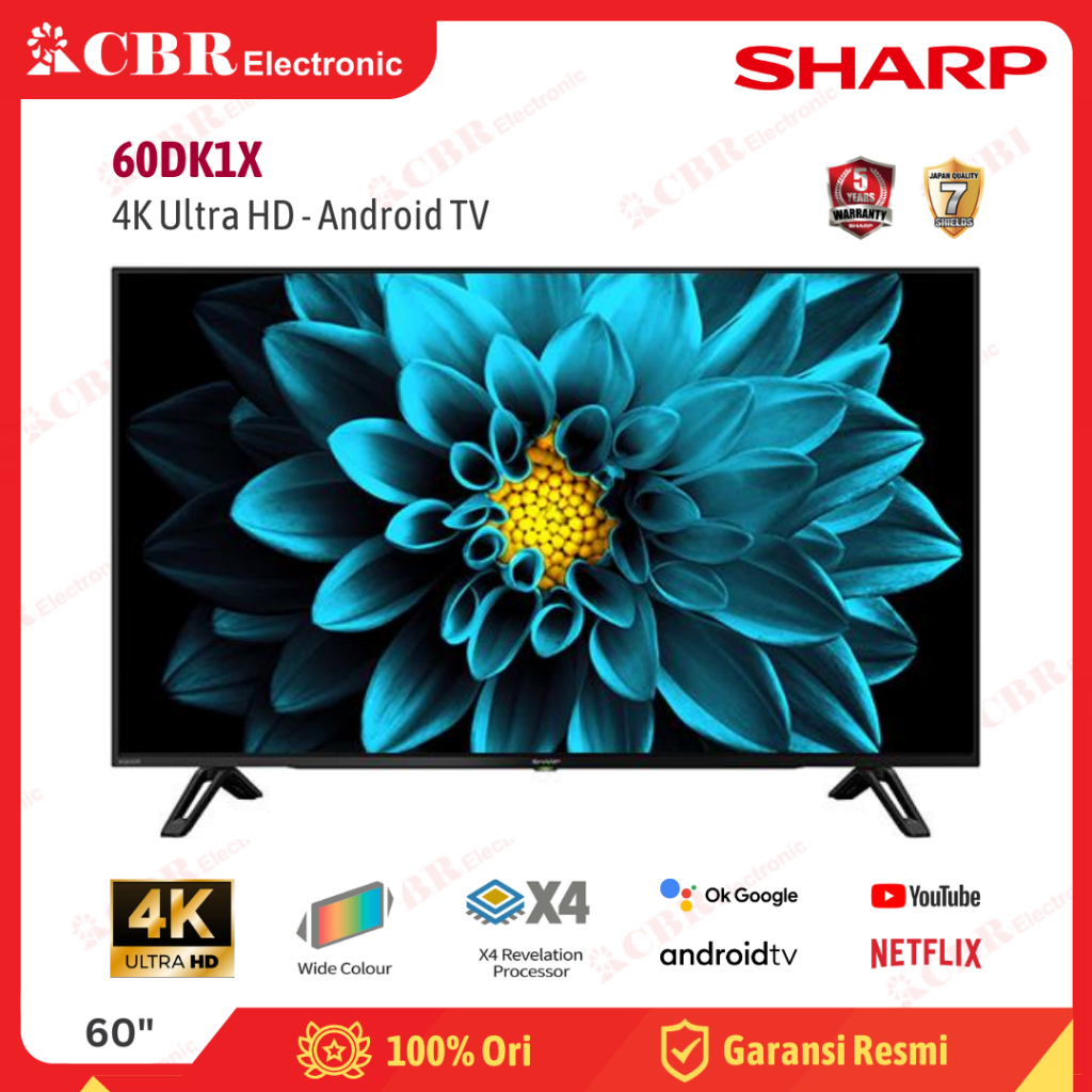 TV SHARP 60 Inch LED 60DK1X (4K UHD-Android TV)