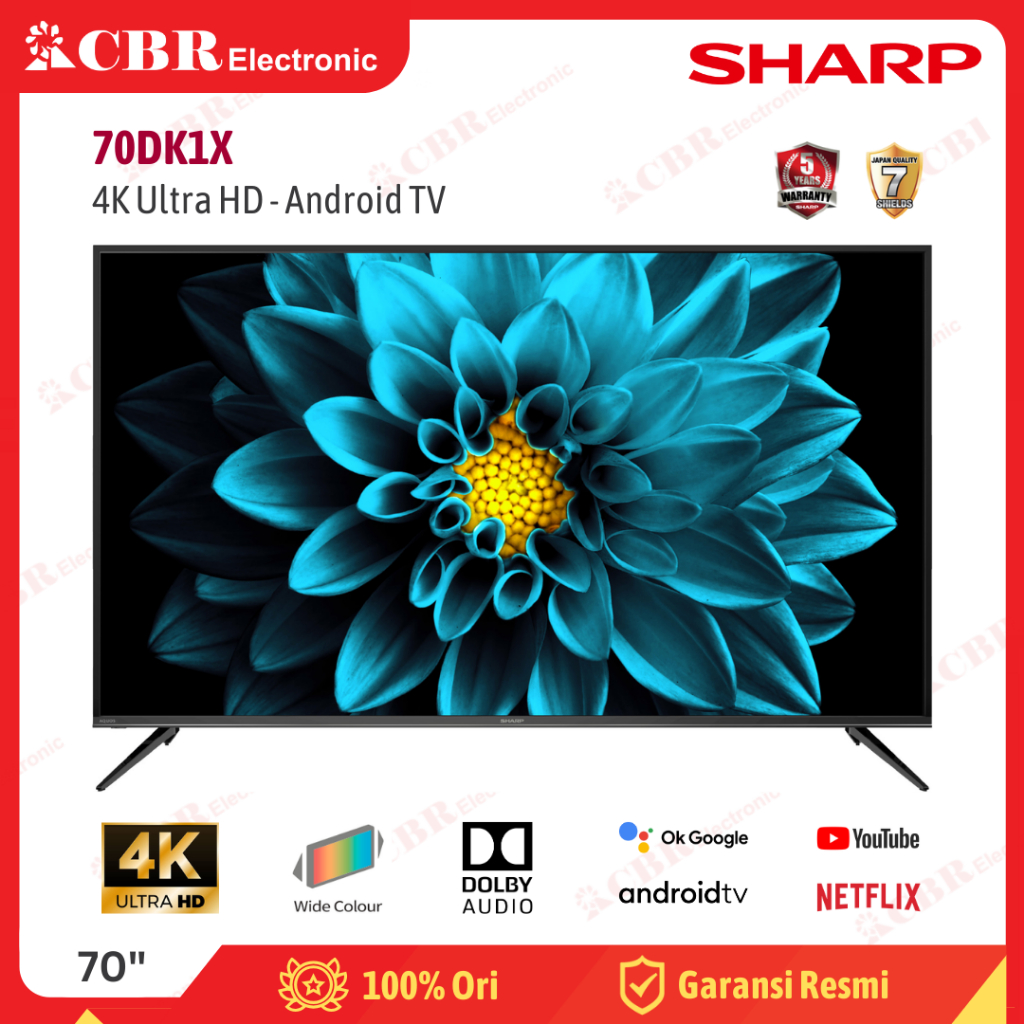 TV SHARP 70 Inch LED 70DK1X (4K UHD-Android TV)
