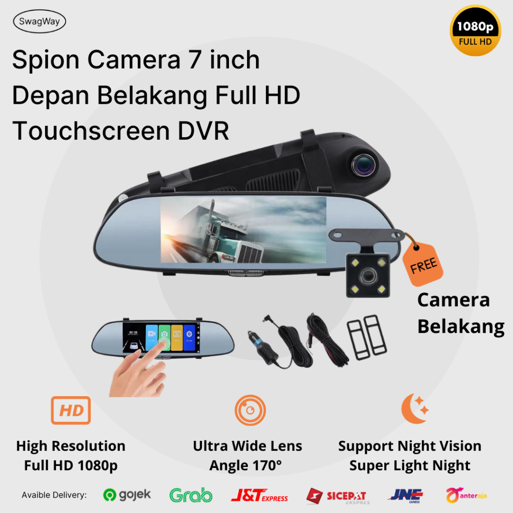 Spion Kamera Mobil DVR Video Rekam LCD Rear Camera Recorder HD Display 1080p Baterai
