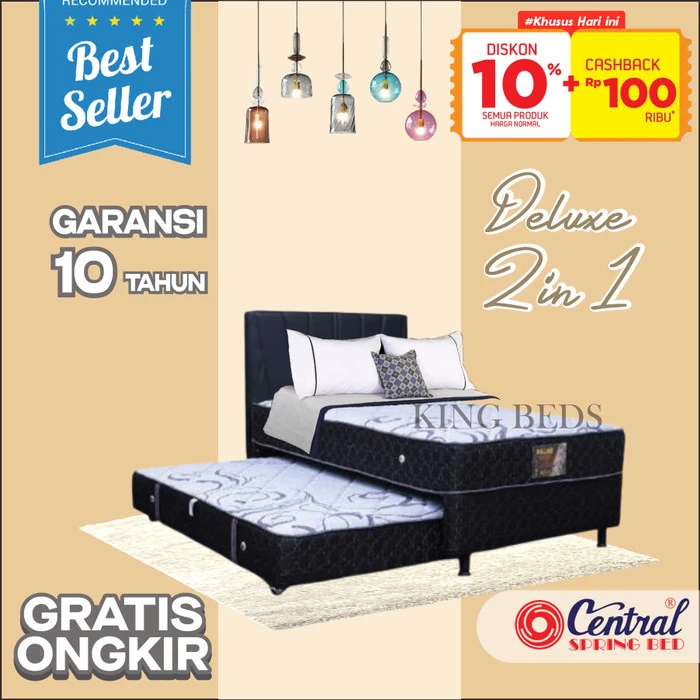 Central Spring Bed Deluxe 2 in 1 matras kasur full bedset 90 100 120