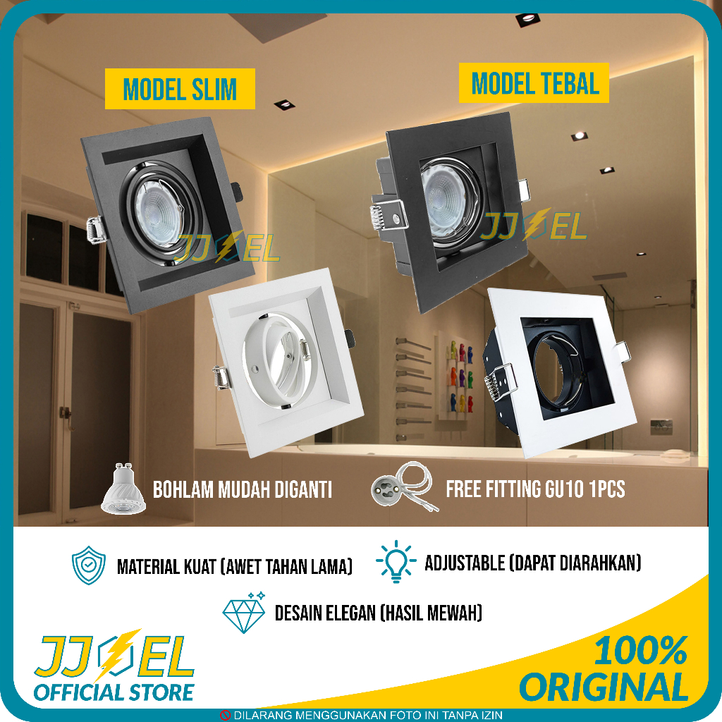 Kap Lampu Sorot Spotlight Plafon LED GU10 Bohlam Bisa Diganti 1 Mata