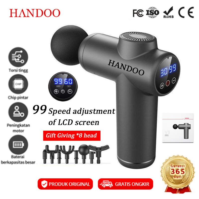 HANDOO Alat pijat elektrik Massage Gun 8 in1 Deep Tissue Muscle Therapy Electric Massage Tools