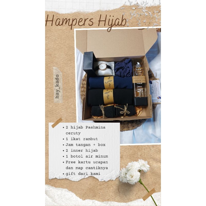 

HAMPERS HIJAB PASHMINA CERUTY/HADIAH ULANG TAHUN CEWEK