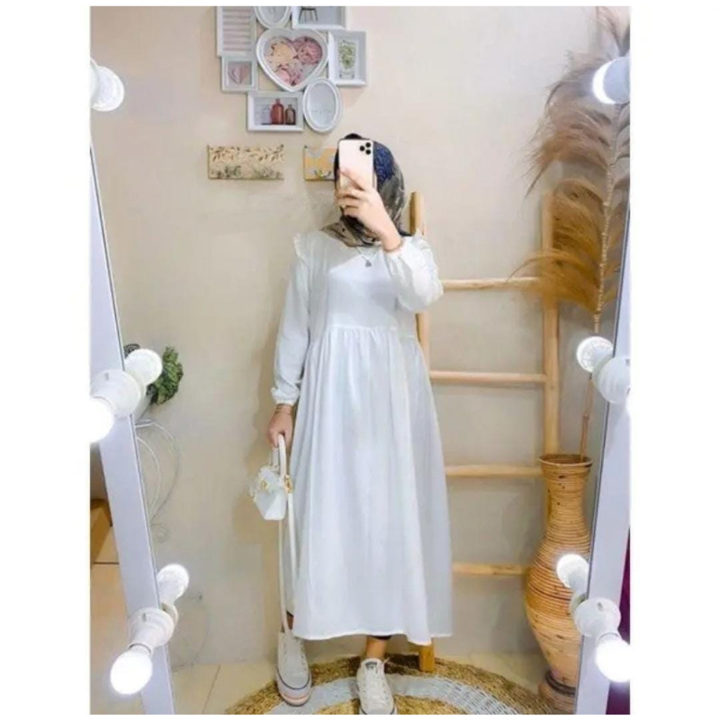 [Terbaru] Azara Midi Dress Crinkle Airflow Busui Friendly