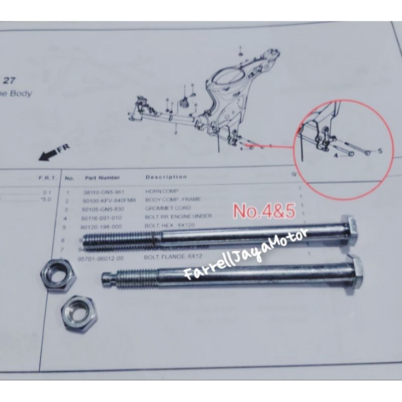 Baut Baud Gantungan Mesin Set Atas Bawah Honda Astrea Grand Prima Star
