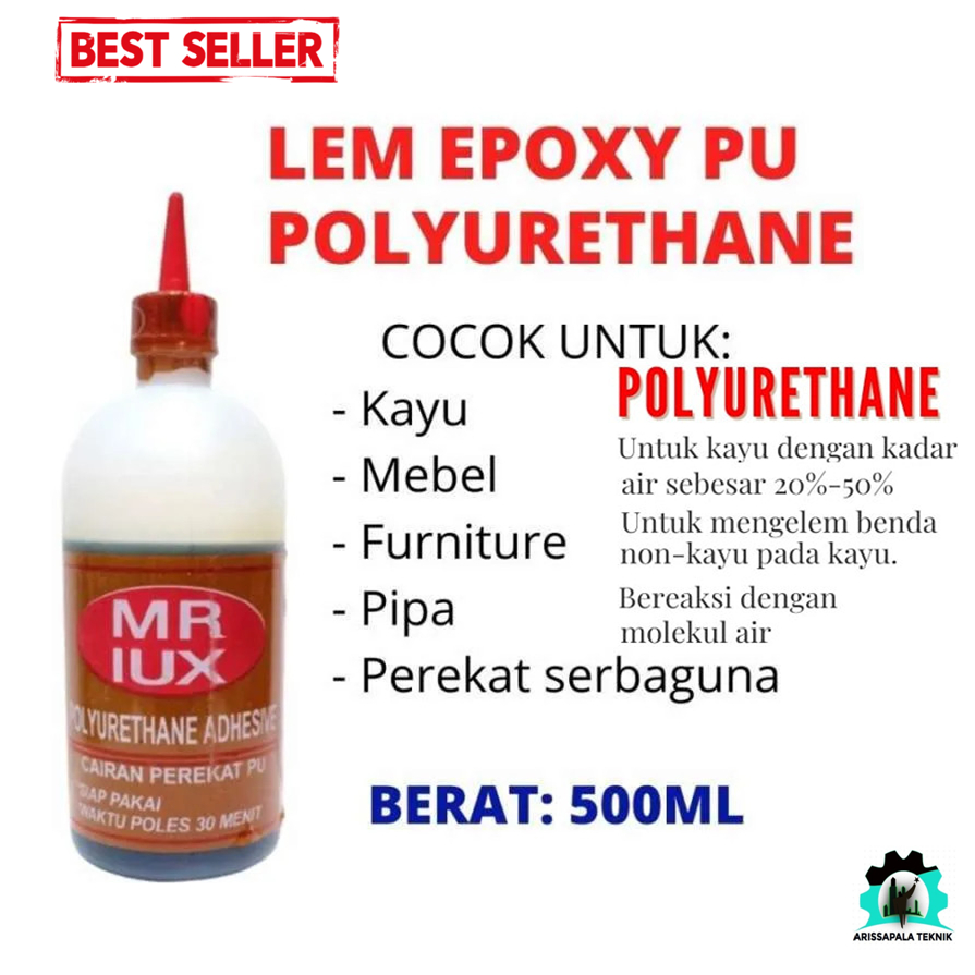 Lem Kayu MR LUX Epoxy PU Lem Busa Madu Lem Kayu Basah Polyurethane MR IUX 500 Gr
