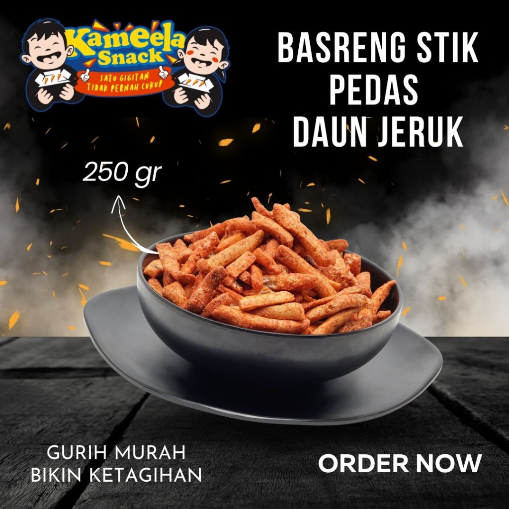 

Kameela Snack Basreng Stik Pedas Daun Jeruk 250gr