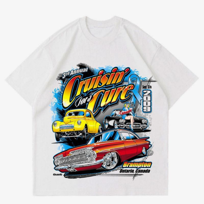 KAOS BAJU VINTAGE NASCAR CRUISIN CURE | T-SHIRT RAPP TEE NASCAR PUTIH | KAOS NASCAR OVERSIZE TERLARI