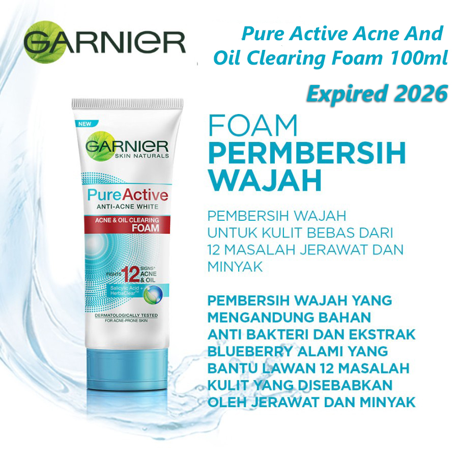 GARNIER Pure Active Acne And Oil Clearing Foam 100ml sabun muka 100 ml
