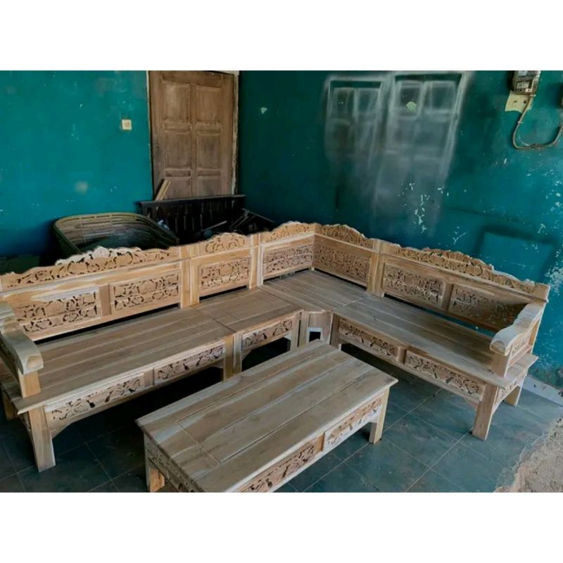 Ready Stok  Kursi Tamu Sudut Bagong Rahwana Full Kayu Jati kursi tamu sudut Jati kursi meja Jati kur