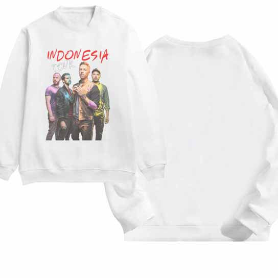 Sweater Coldplay Indonesia Tour Crewneck Sweeatshirt Bahan Katun