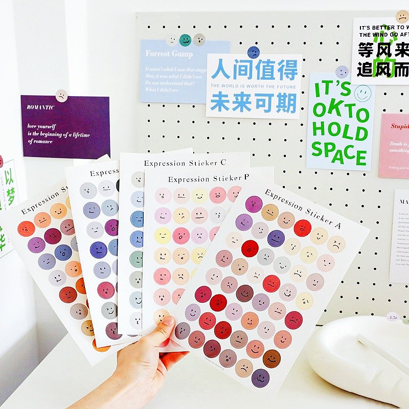

1 lembar stiker emoji emoticon sticker warna warni cute ekspresi expression estetik aesthetic serbaguna souvenir reward murah kantor sekolah